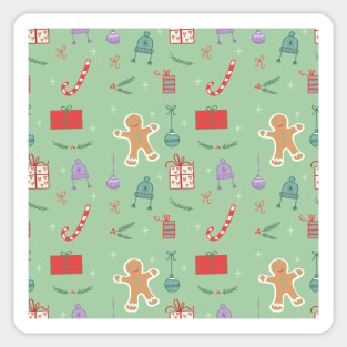 Gingerbread and Christmas Present Pattern Sticker